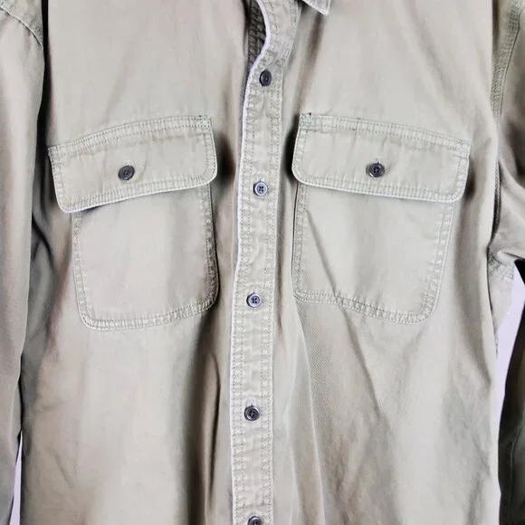 L.L. Bean Shacket Men's 2XL Green Flannel Lined Shirt Jacket Traditional Fit - Picture 6 of 8